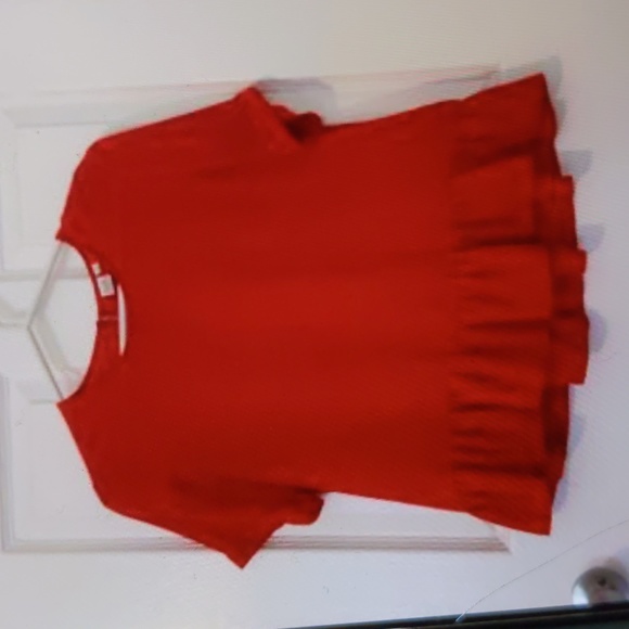 TWIK* babydoll peplum short sleeve round neck keyhole button close blouse - Picture 11 of 11